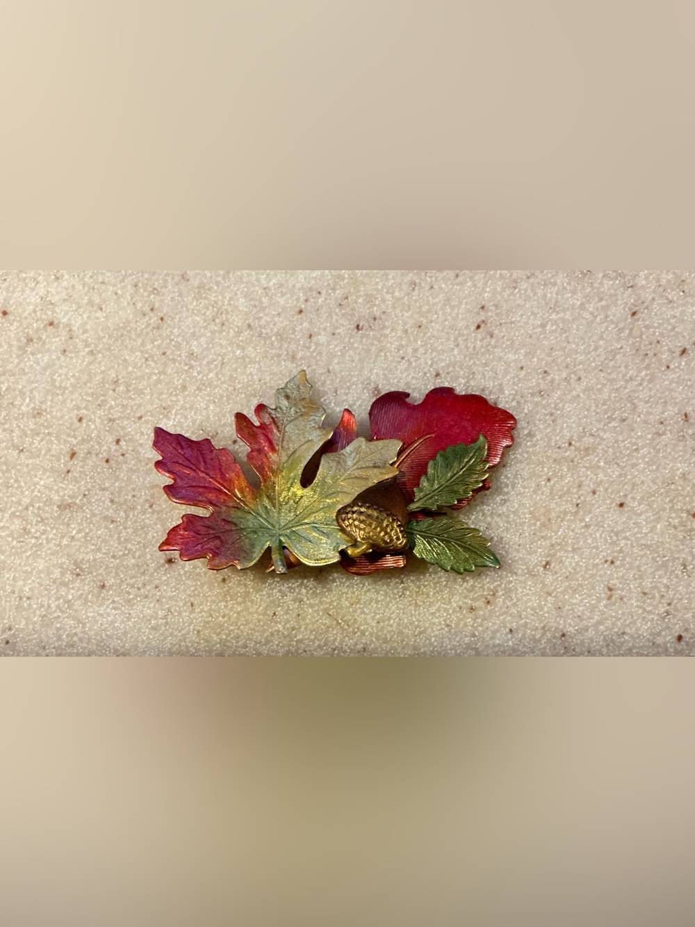 Autumn Leaf and Acorn Brooch - Multicolor Enamel Fall Pin